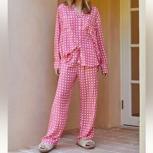Piyama Marlon Long Sleep Set Rattan Raspberry Pink Resort Bridal Party Vacation